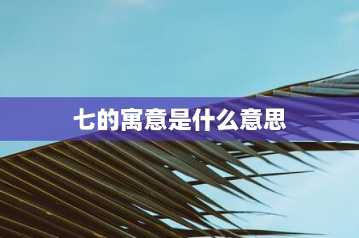 七的寓意是什么意思