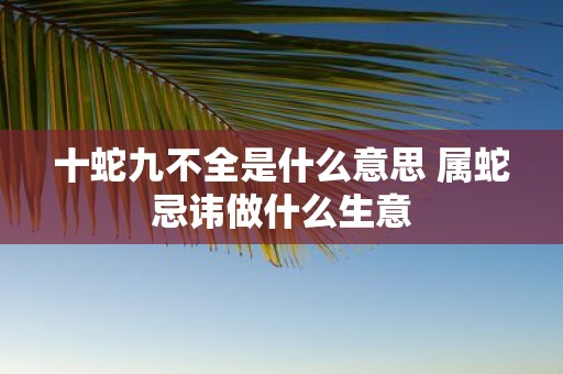 十蛇九不全是什么意思 属蛇忌讳做什么生意