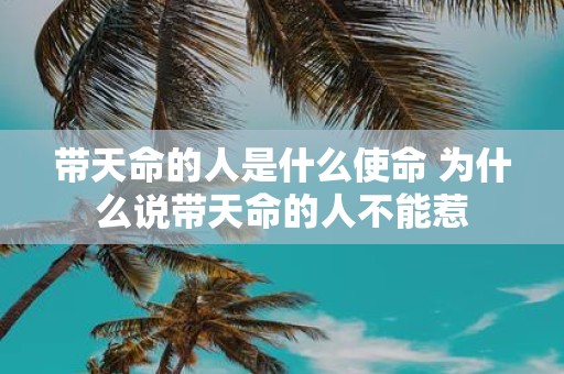 带天命的人是什么使命 为什么说带天命的人不能惹