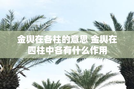 金舆在各柱的意思 金舆在四柱中各有什么作用