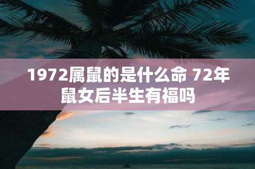 1972属鼠的是什么命 72年鼠女后半生有福吗