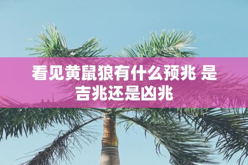 看见黄鼠狼有什么预兆 是吉兆还是凶兆