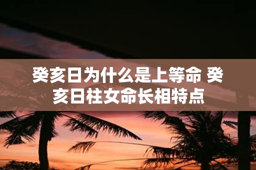 癸亥日为什么是上等命 癸亥日柱女命长相特点