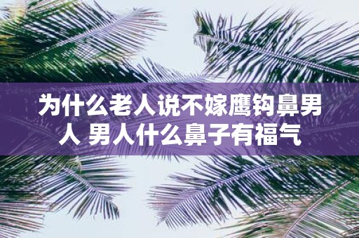 为什么老人说不嫁鹰钩鼻男人 男人什么鼻子有福气