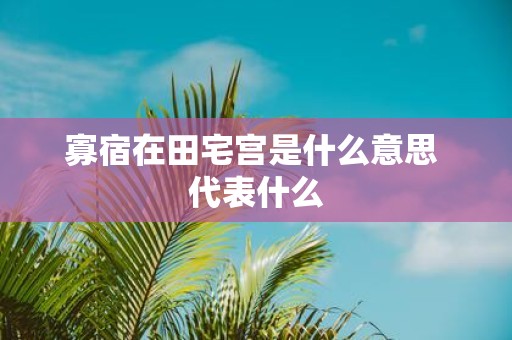 寡宿在田宅宫是什么意思 代表什么