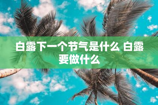 白露下一个节气是什么 白露要做什么