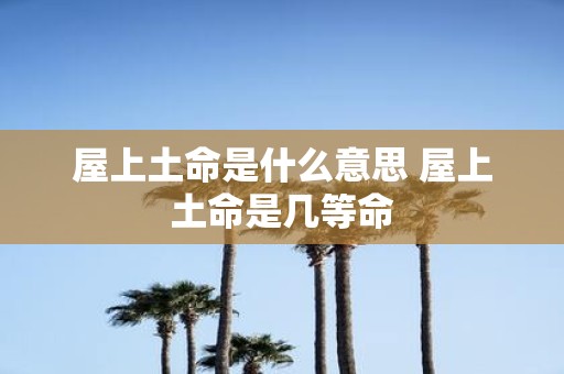 屋上土命是什么意思 屋上土命是几等命