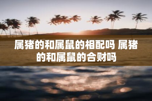 属猪的和属鼠的相配吗 属猪的和属鼠的合财吗
