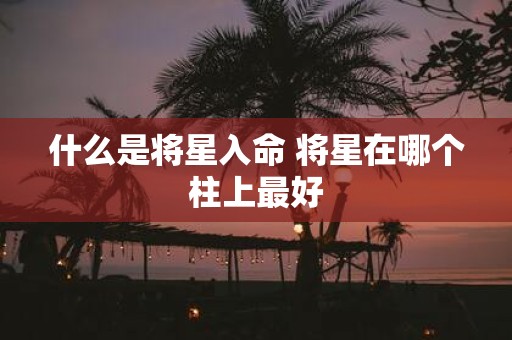 什么是将星入命 将星在哪个柱上最好