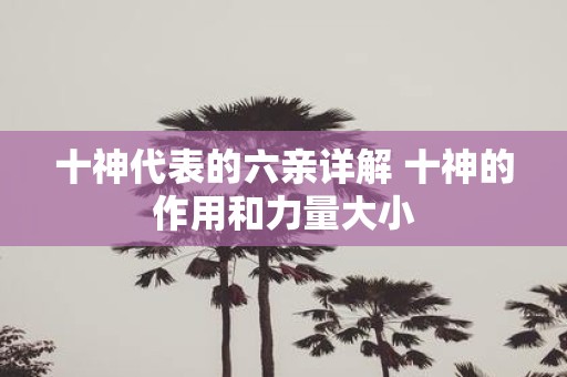 十神代表的六亲详解 十神的作用和力量大小
