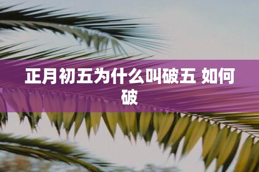 正月初五为什么叫破五 如何破