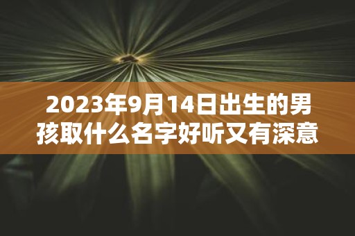 2025年9月14日出生的男孩取什么名字好听又有深意