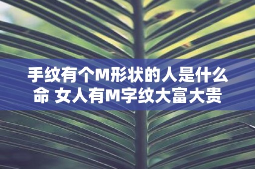 手纹有个M形状的人是什么命 女人有M字纹大富大贵