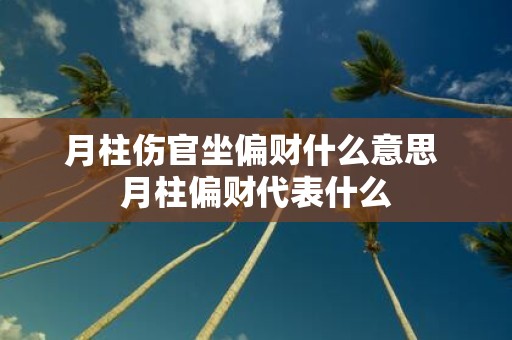 月柱伤官坐偏财什么意思 月柱偏财代表什么