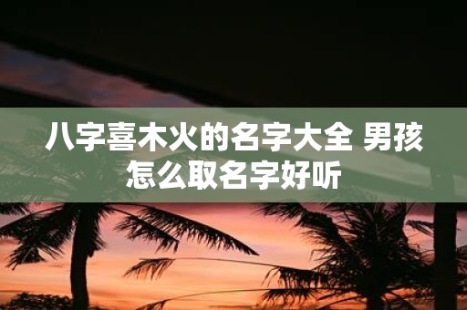 八字喜木火的名字大全 男孩怎么取名字好听