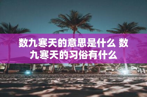 数九寒天的意思是什么 数九寒天的习俗有什么
