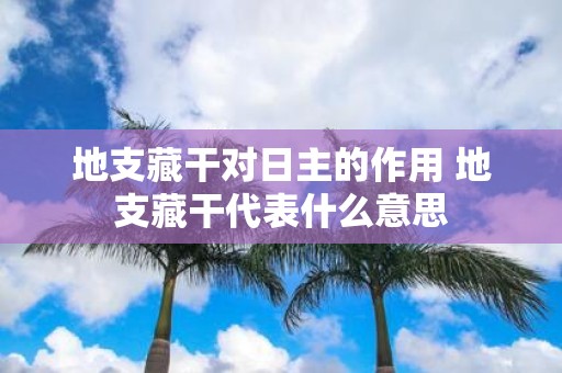 地支藏干对日主的作用 地支藏干代表什么意思