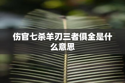 伤官七杀羊刃三者俱全是什么意思