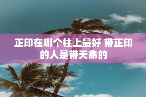 正印在哪个柱上最好 带正印的人是带天命的