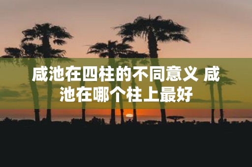 咸池在四柱的不同意义 咸池在哪个柱上最好