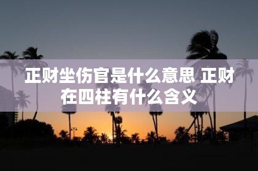 正财坐伤官是什么意思 正财在四柱有什么含义