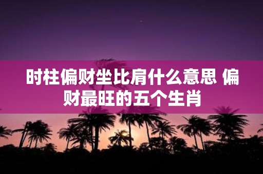 时柱偏财坐比肩什么意思 偏财最旺的五个生肖