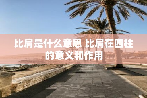 比肩是什么意思 比肩在四柱的意义和作用