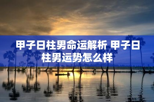 甲子日柱男命运解析 甲子日柱男运势怎么样