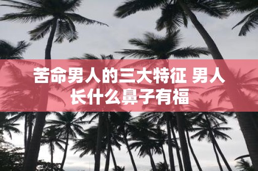苦命男人的三大特征 男人长什么鼻子有福