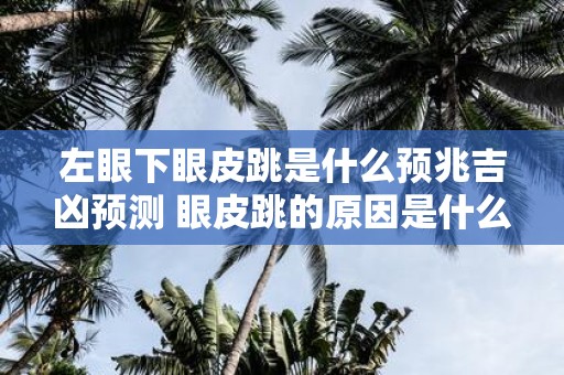 左眼下眼皮跳是什么预兆吉凶预测 眼皮跳的原因是什么