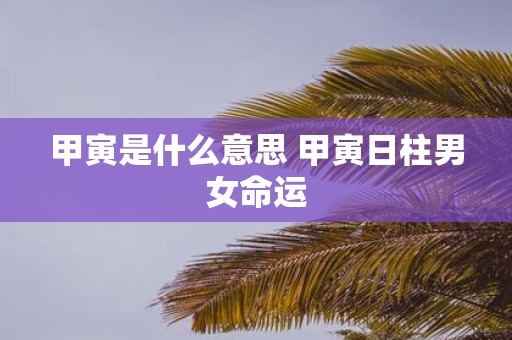 甲寅是什么意思 甲寅日柱男女命运
