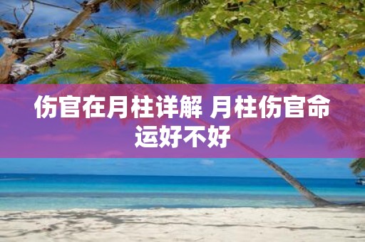 伤官在月柱详解 月柱伤官命运好不好