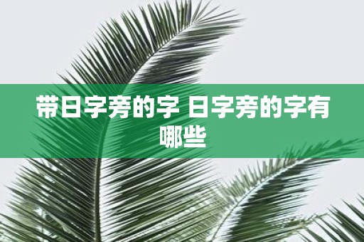 带日字旁的字 日字旁的字有哪些