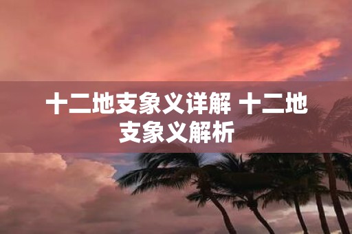 十二地支象义详解 十二地支象义解析