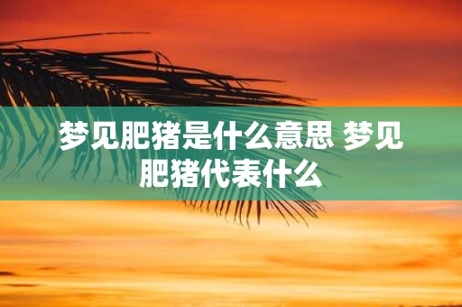 梦见肥猪是什么意思 梦见肥猪代表什么