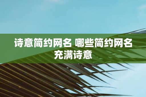 诗意简约网名 哪些简约网名充满诗意