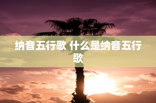 纳音五行歌 什么是纳音五行歌
