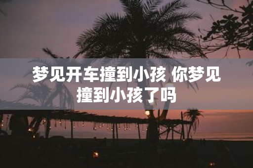 梦见开车撞到小孩 你梦见撞到小孩了吗