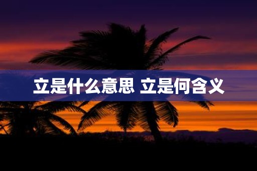立是什么意思 立是何含义