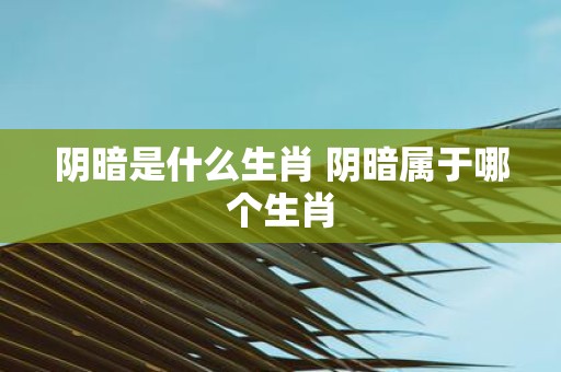 阴暗是什么生肖 阴暗属于哪个生肖