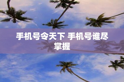 手机号令天下 手机号谁尽掌握