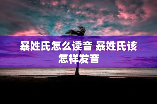 暴姓氏怎么读音 暴姓氏该怎样发音