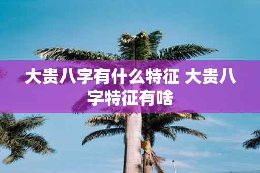 大贵八字有什么特征 大贵八字特征有啥