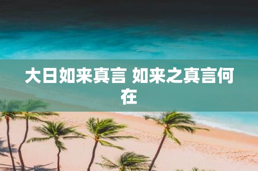 大日如来真言 如来之真言何在