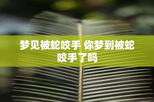 梦见被蛇咬手 你梦到被蛇咬手了吗