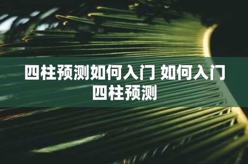 四柱预测如何入门 如何入门四柱预测