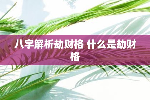 八字解析劫财格 什么是劫财格