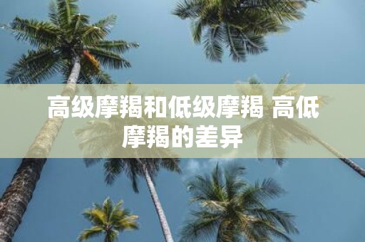 高级摩羯和低级摩羯 高低摩羯的差异