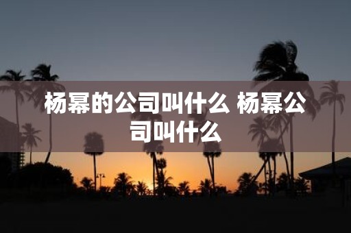 杨幂的公司叫什么 杨幂公司叫什么