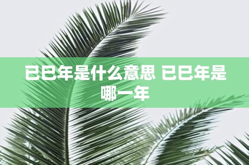 已巳年是什么意思 已巳年是哪一年